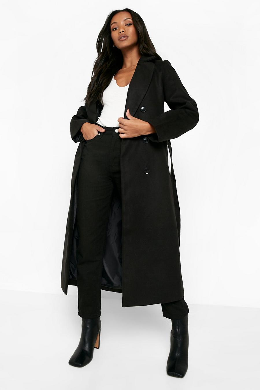 Black Petite Maxi Wool Look Coat image number 1