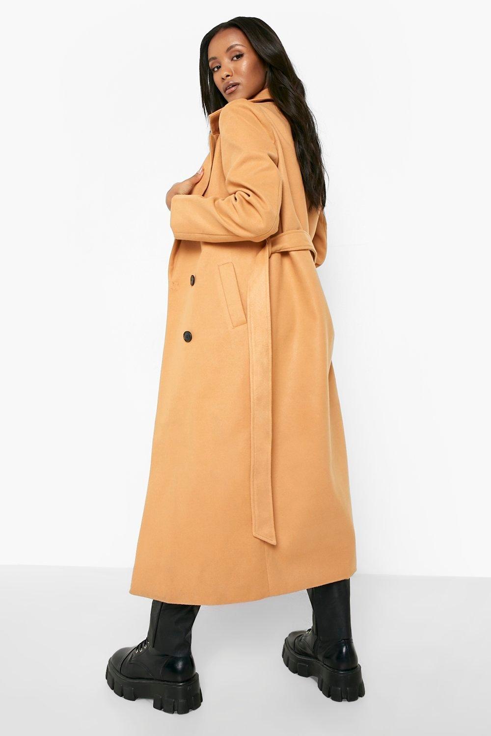 Boohoo petite tailored shop coat in camel