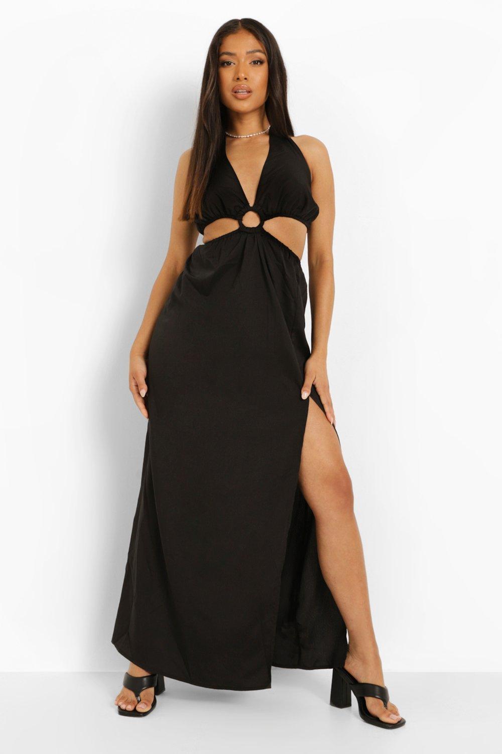 Petite Ring Detail Cut Out Woven Maxi Dress Boohoo