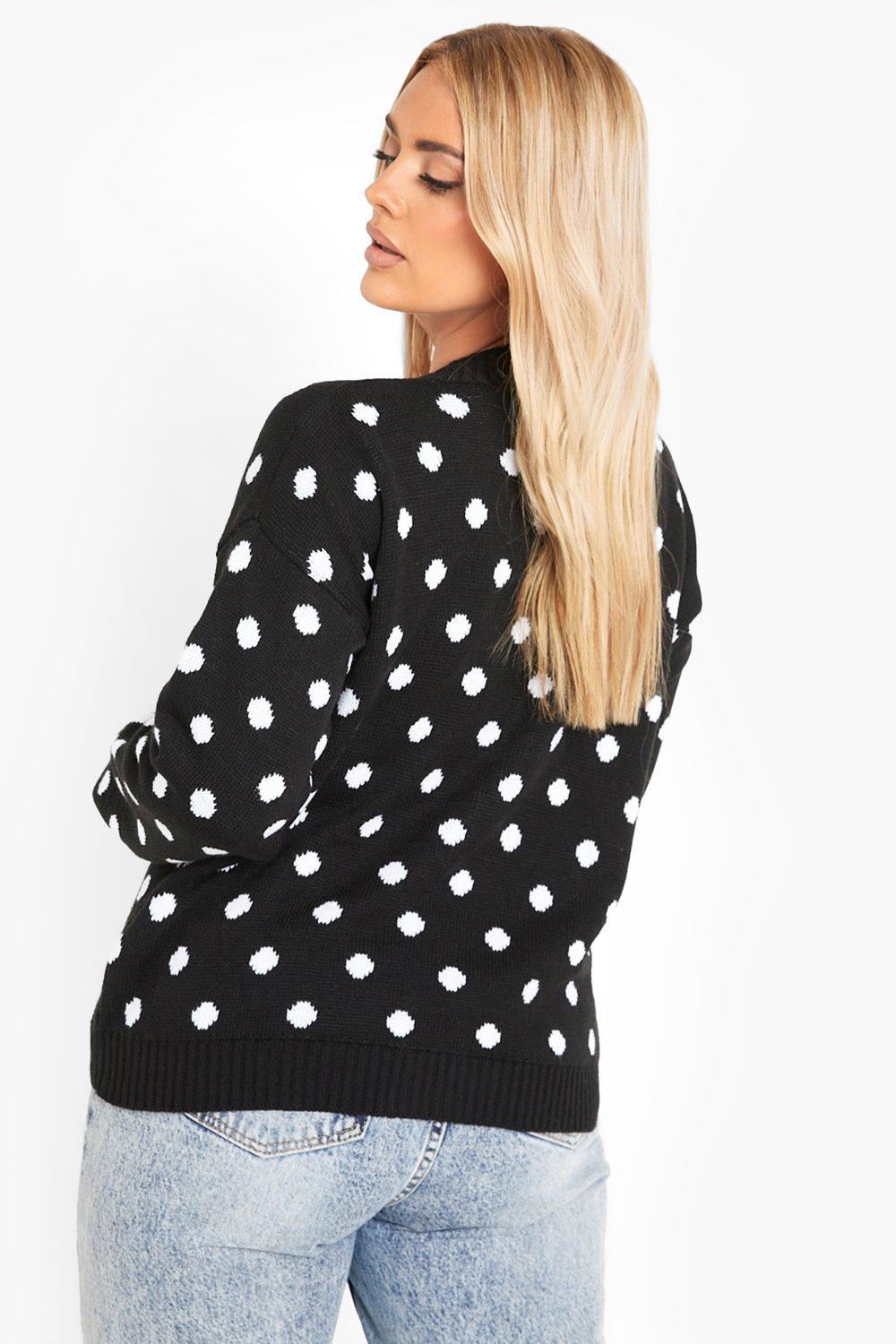 Polka dot cardigan sweater hotsell