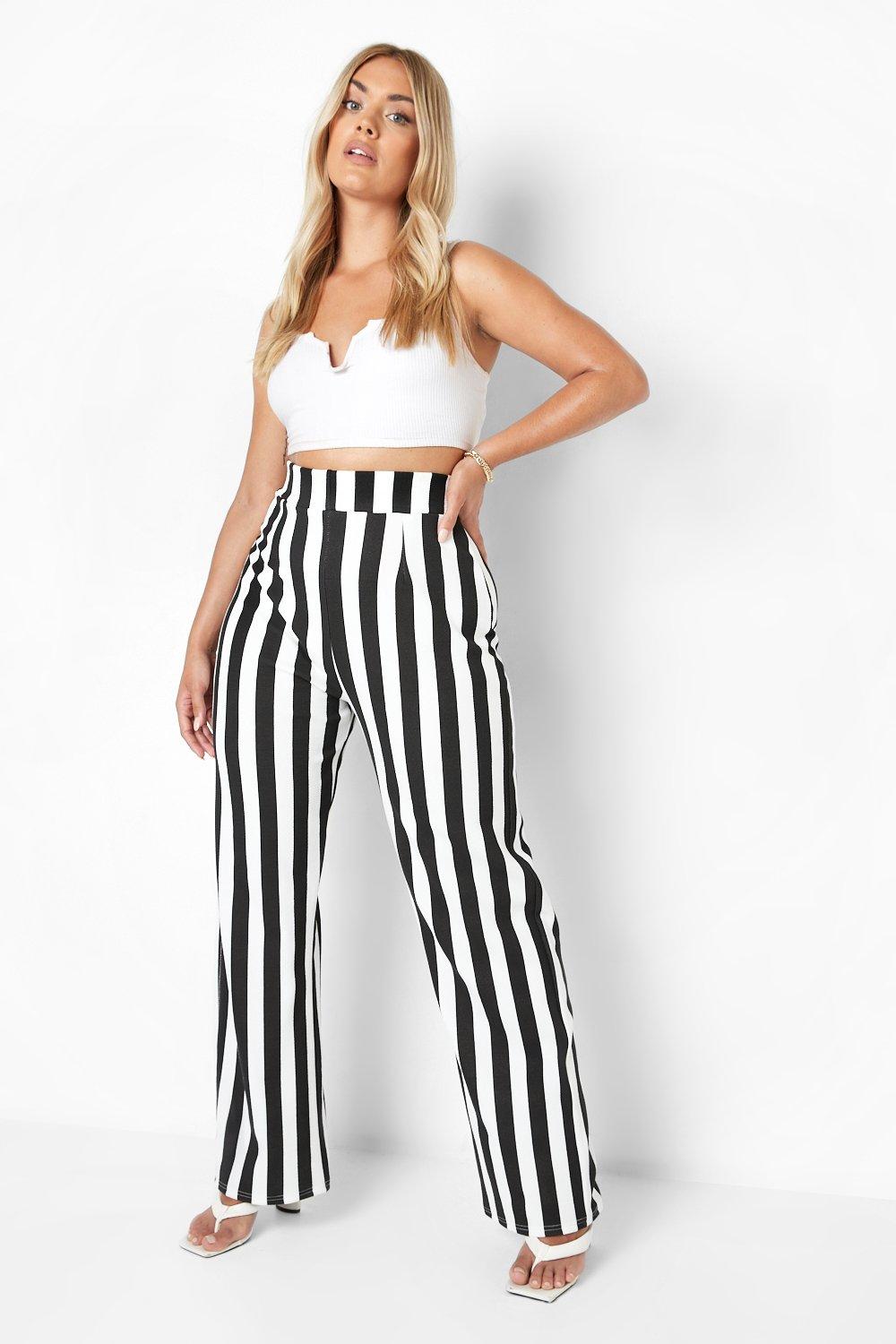 Shape Black Striped Wide Leg Trousers