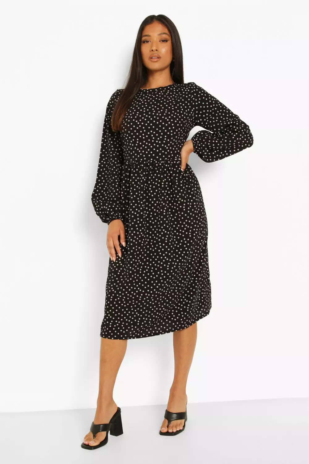 Petite long outlet sleeve midi dress