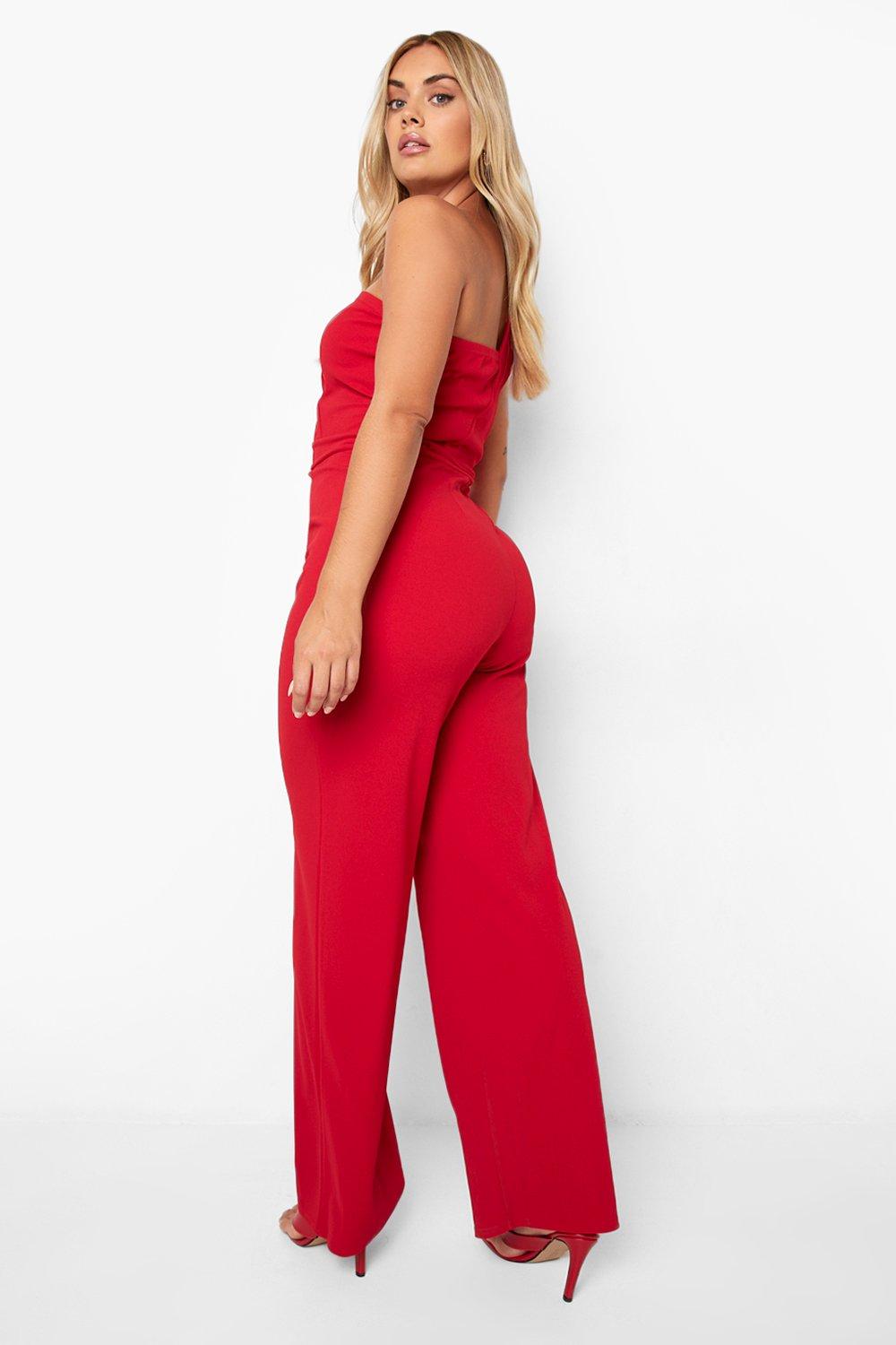 Plus red bandeau jumpsuit