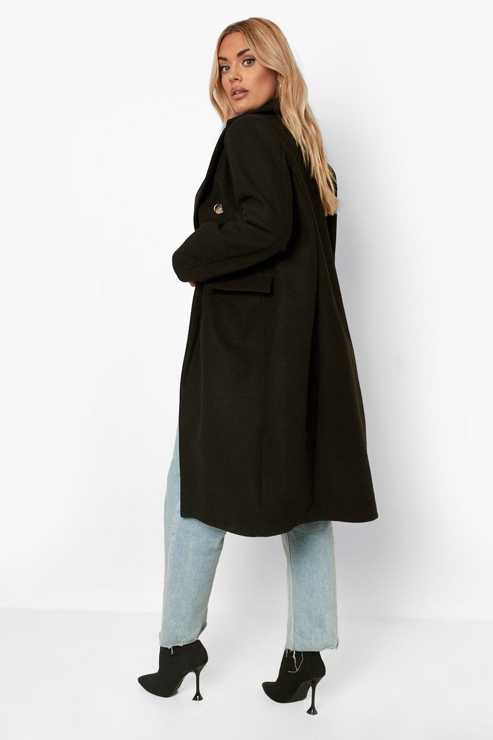 Women's Plus Double Breasted Wool Look Coat