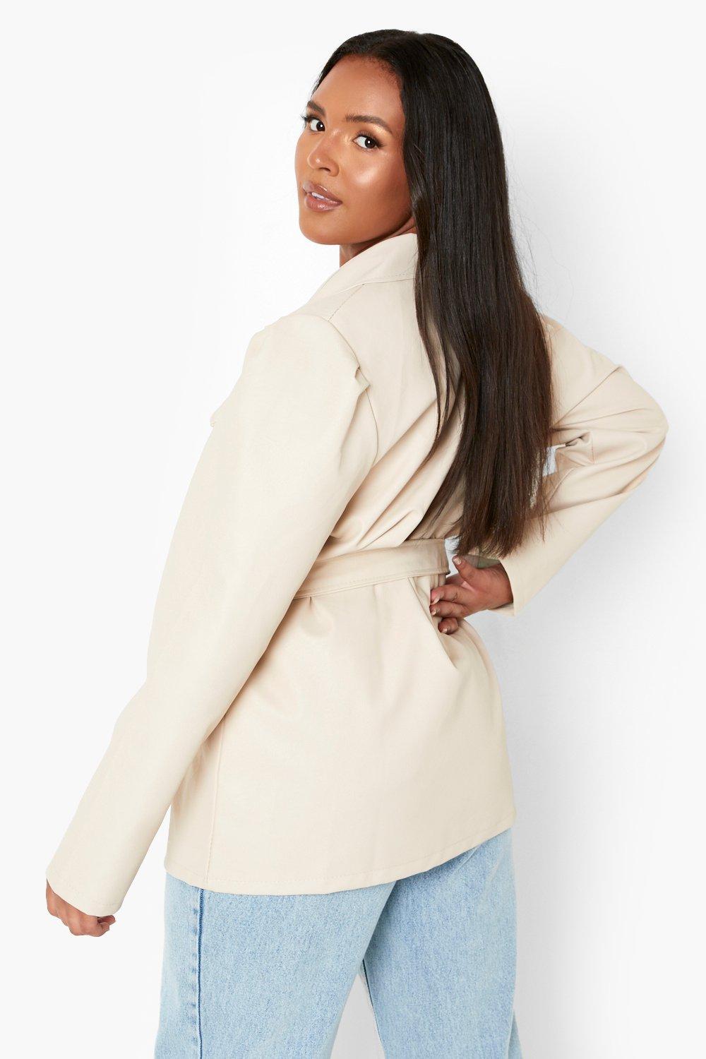 beige faux leather shacket