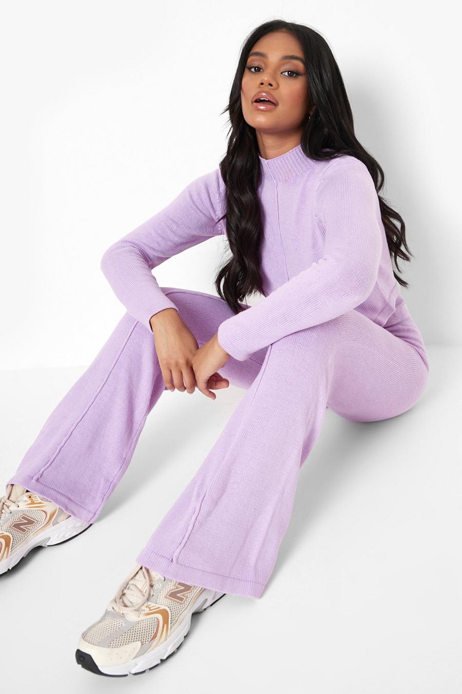 Lilac Petite Seam Detail Flare Co-Ord image number 1