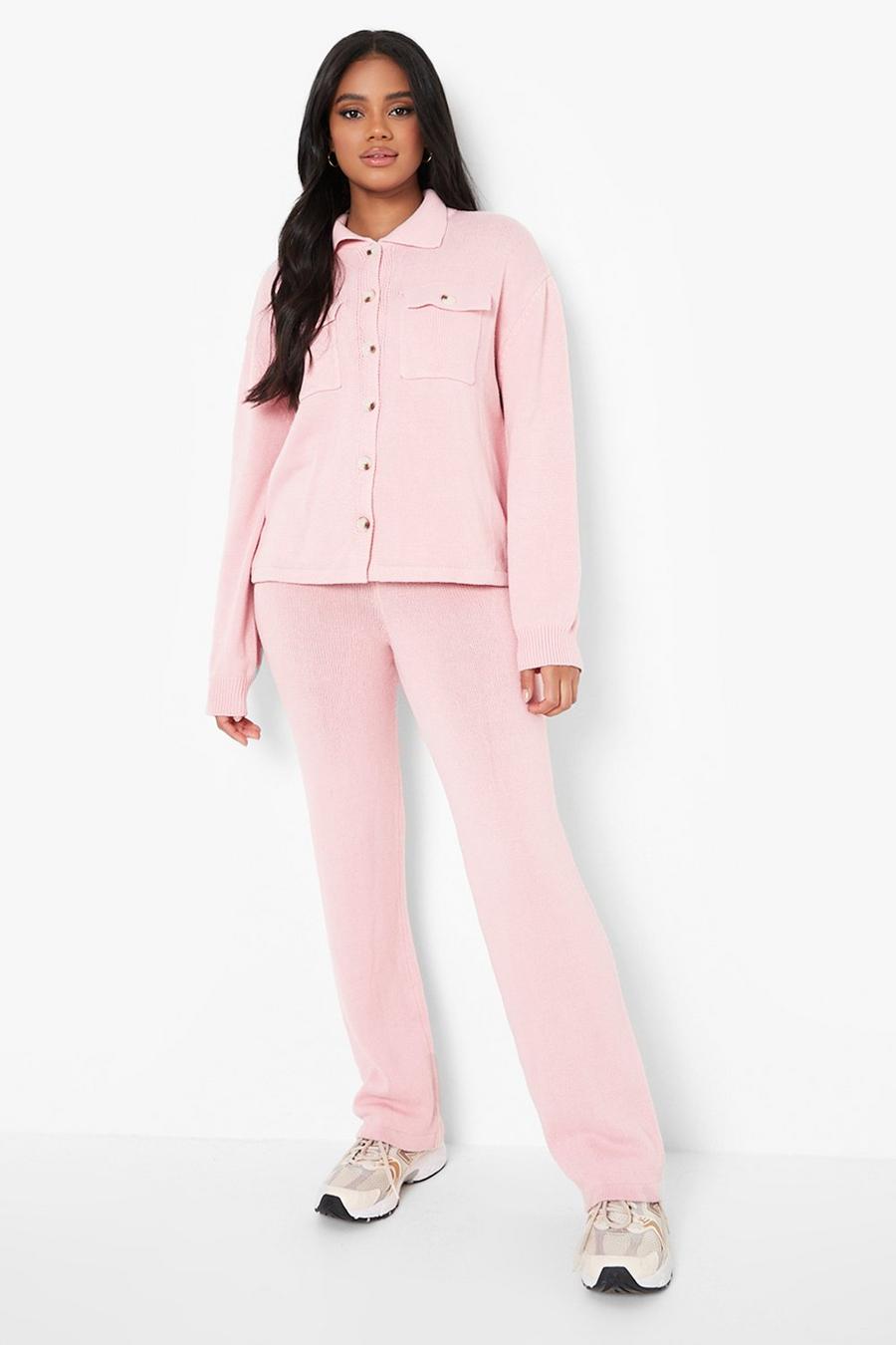 Dusty rose pink Petite Knitted Shacket Co-Ord