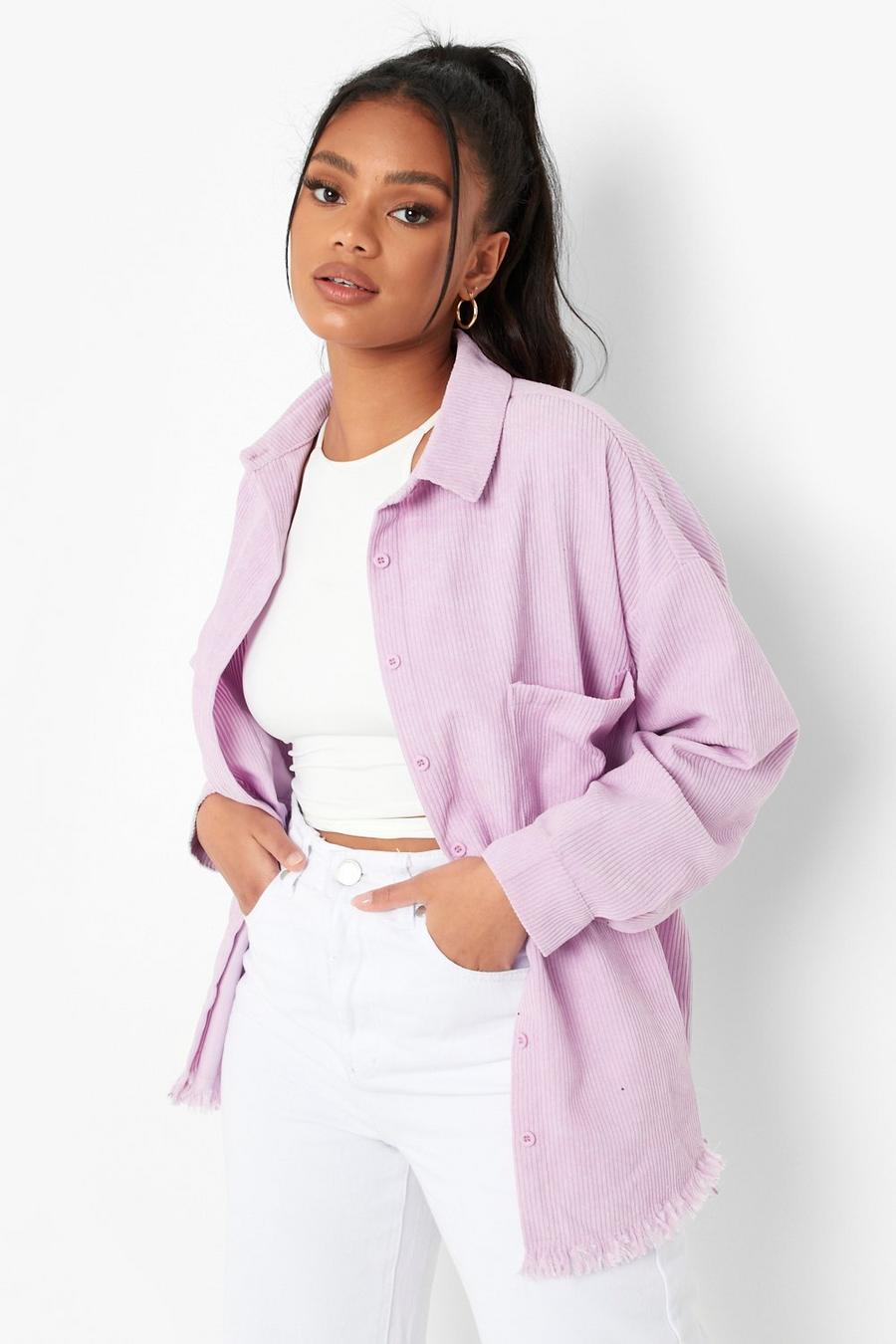 Lilac Petite Oversized Cord Shirt image number 1