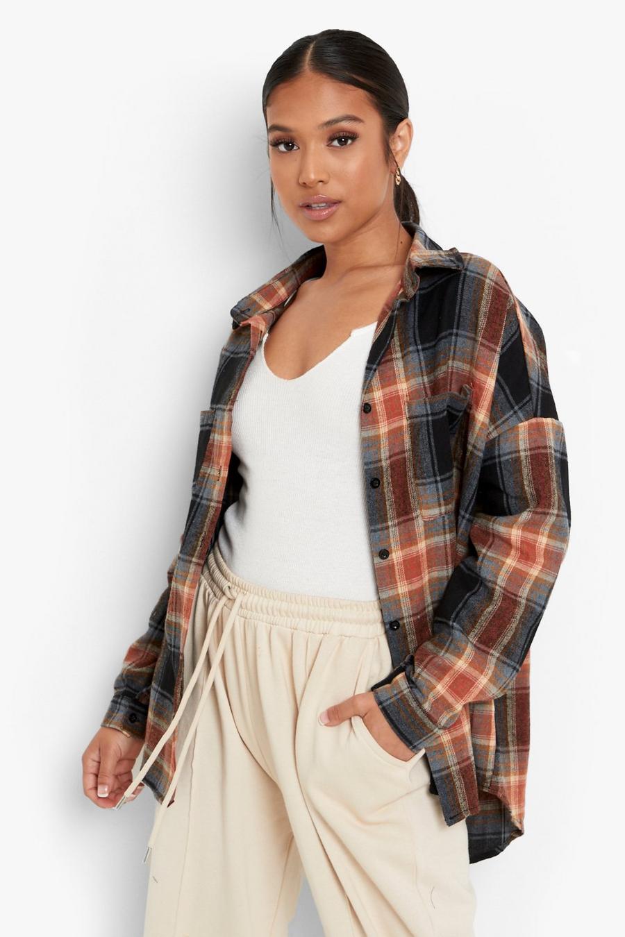Navy Petite Oversized Flannel Shirt image number 1