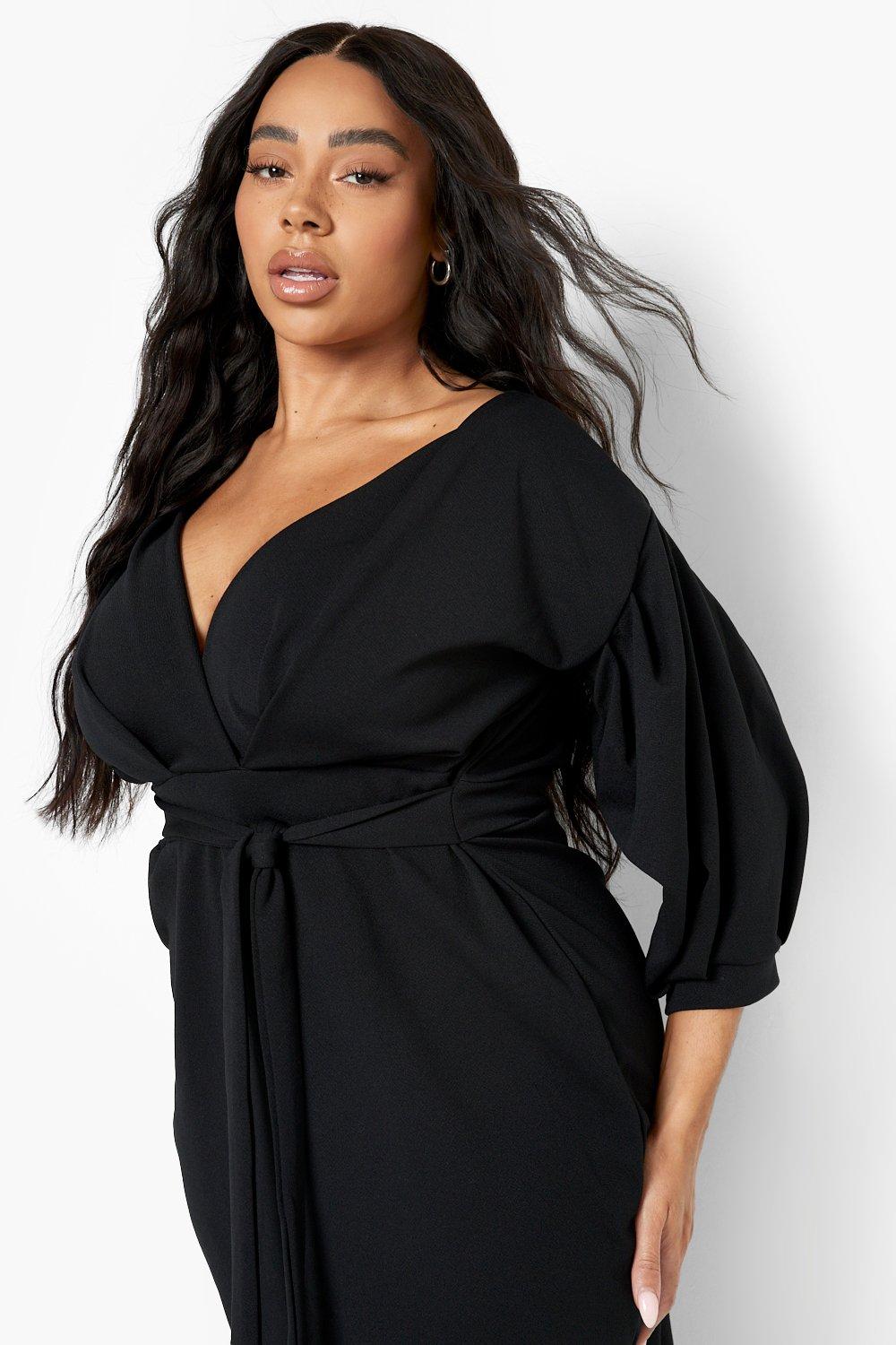 Women's Plus Off Shoulder Wrap Midi ...