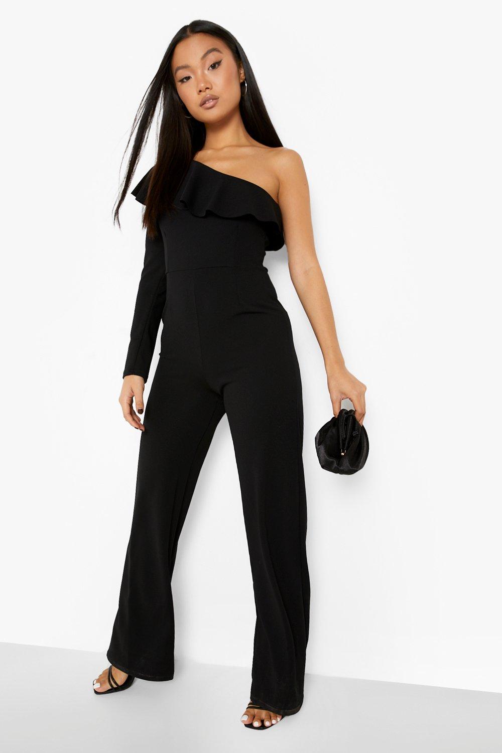 Petite Bandeau Feather Trim Jumpsuit