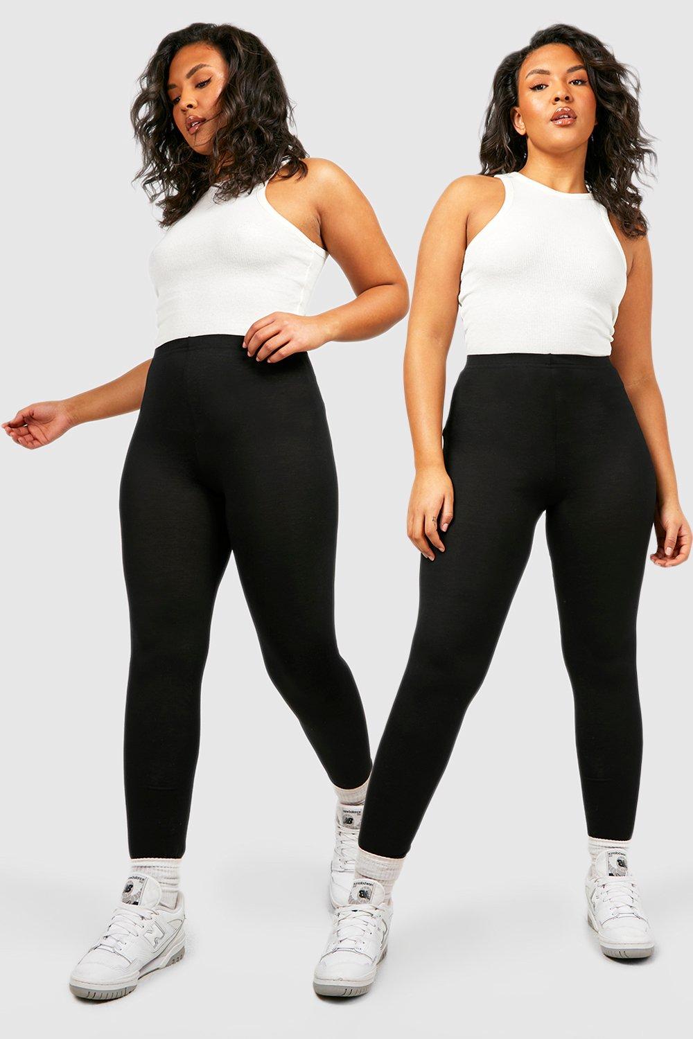 Women's Plus 2 Pack Basic Cotton Mix Leggings