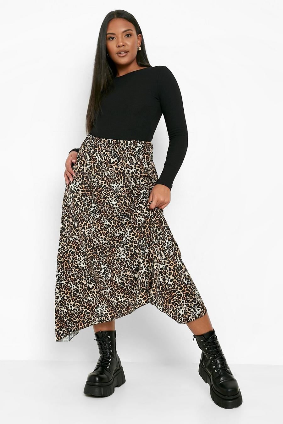 Plus Woven Leopard Wrap Skirt image number 1