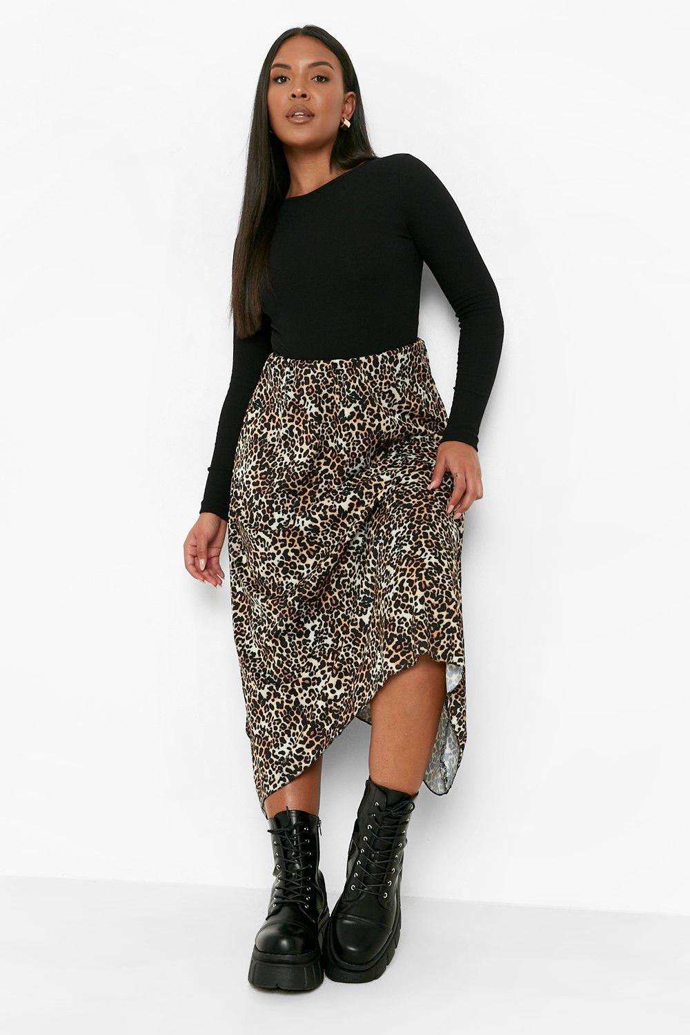 Grande taille Jupe portefeuille a imprime leopard boohoo FR
