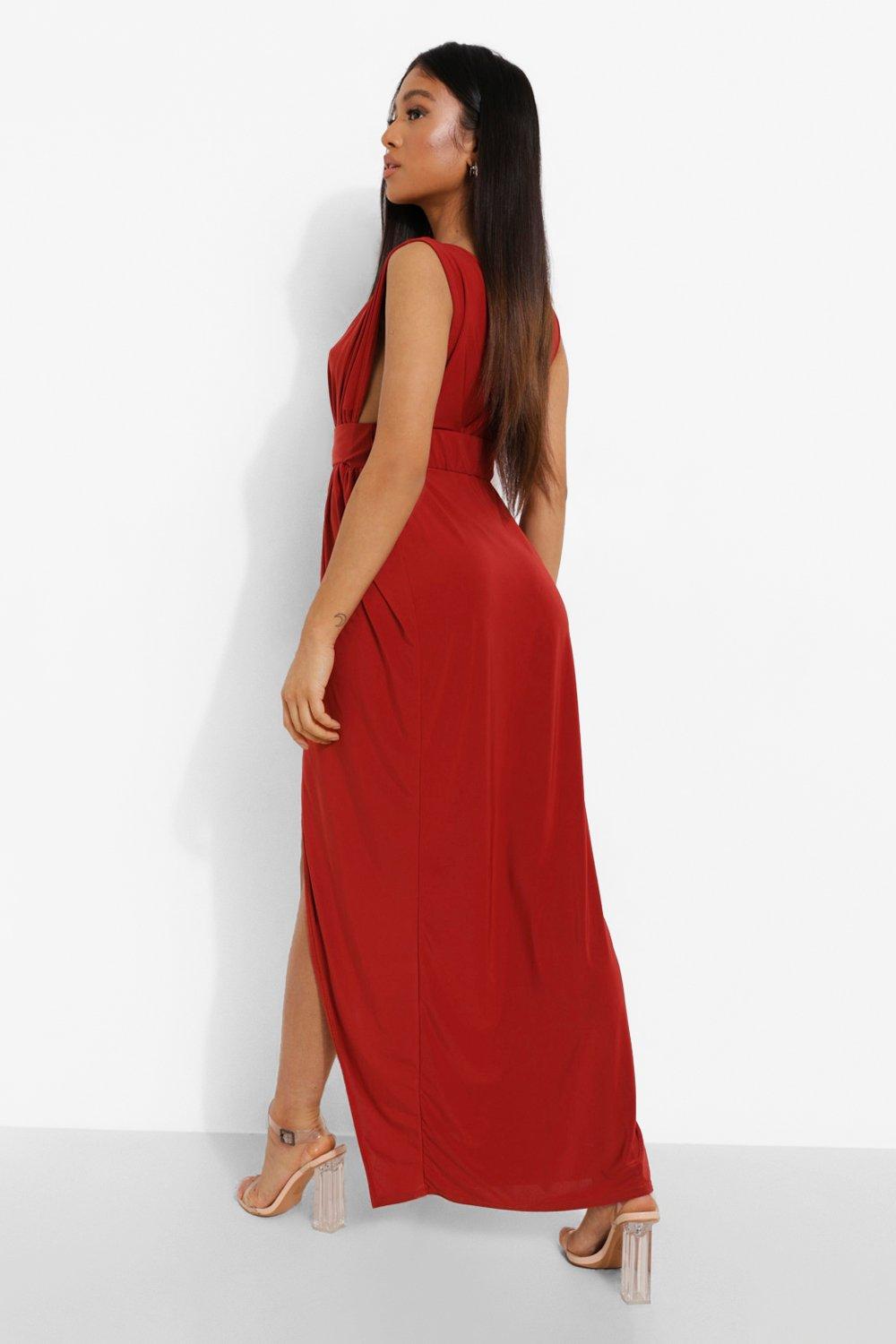 Petite Plunge Drape Maxi Dress