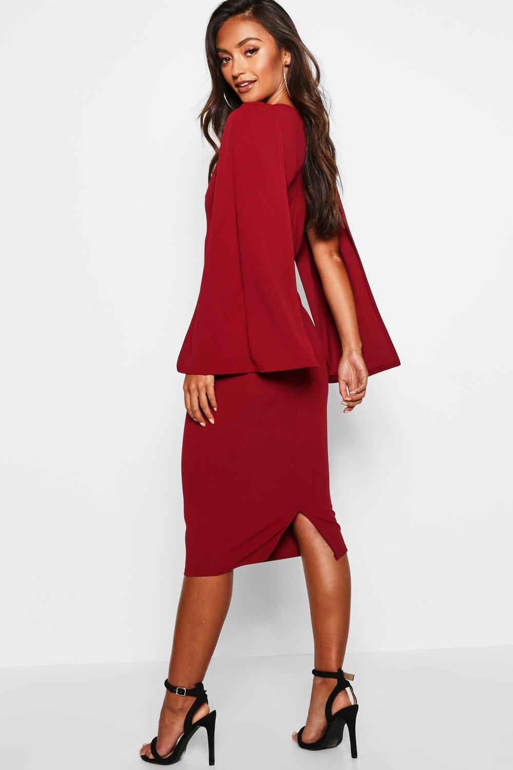 Boohoo red cape clearance dress