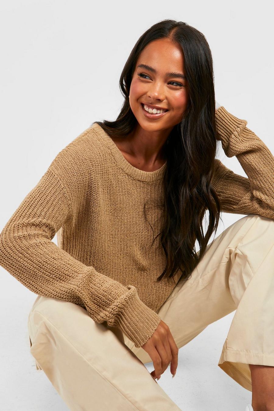 Camel Petite Recycled Ivy Oversized Jumper image number 1