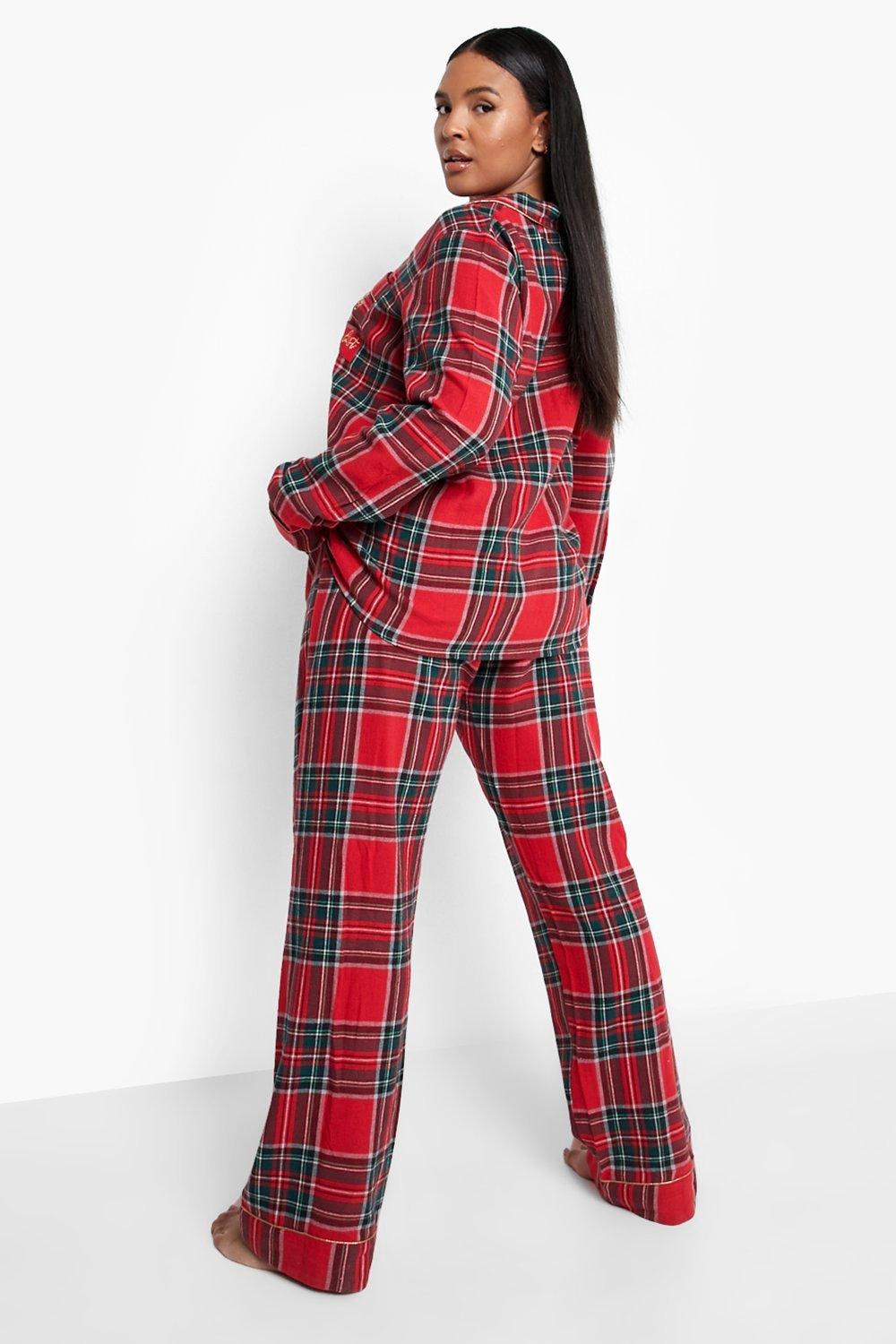 Plus size red plaid pajamas sale