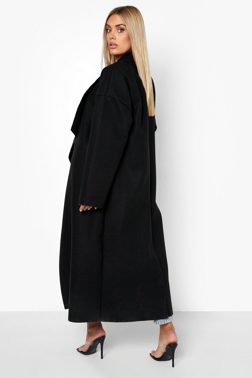 Plus size store black waterfall coat