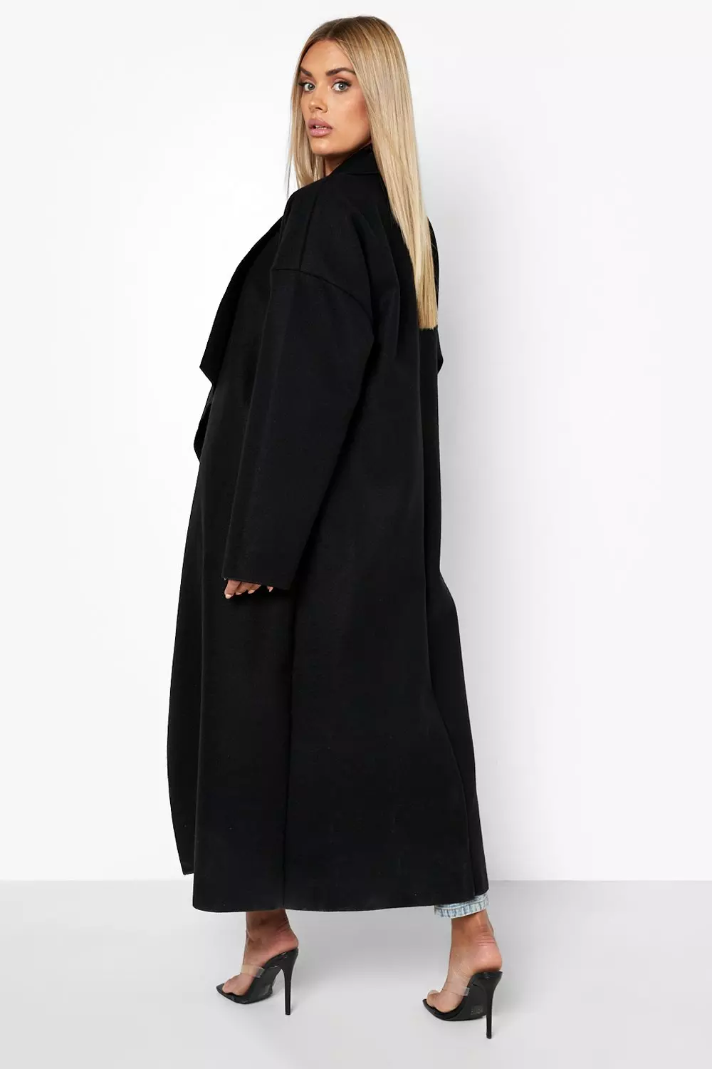 Black wool 2025 waterfall coat