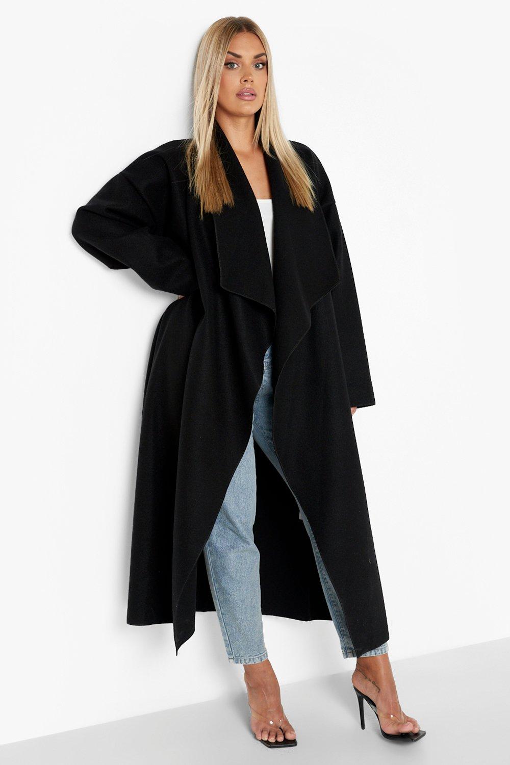 Plus Wool Look Waterfall Coat