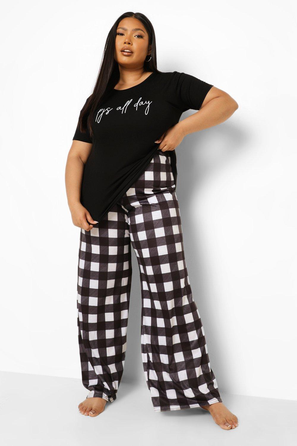 Plaid & Slogan Graphic Pajama Set  Pajamas women, Pajama set, Home wear  women pajamas