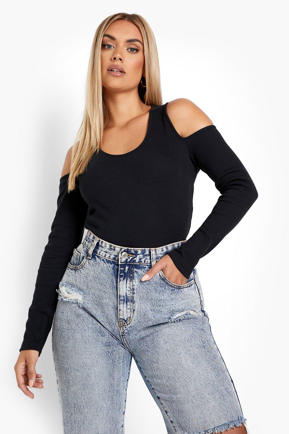 Boohoo cold shoulder on sale tops