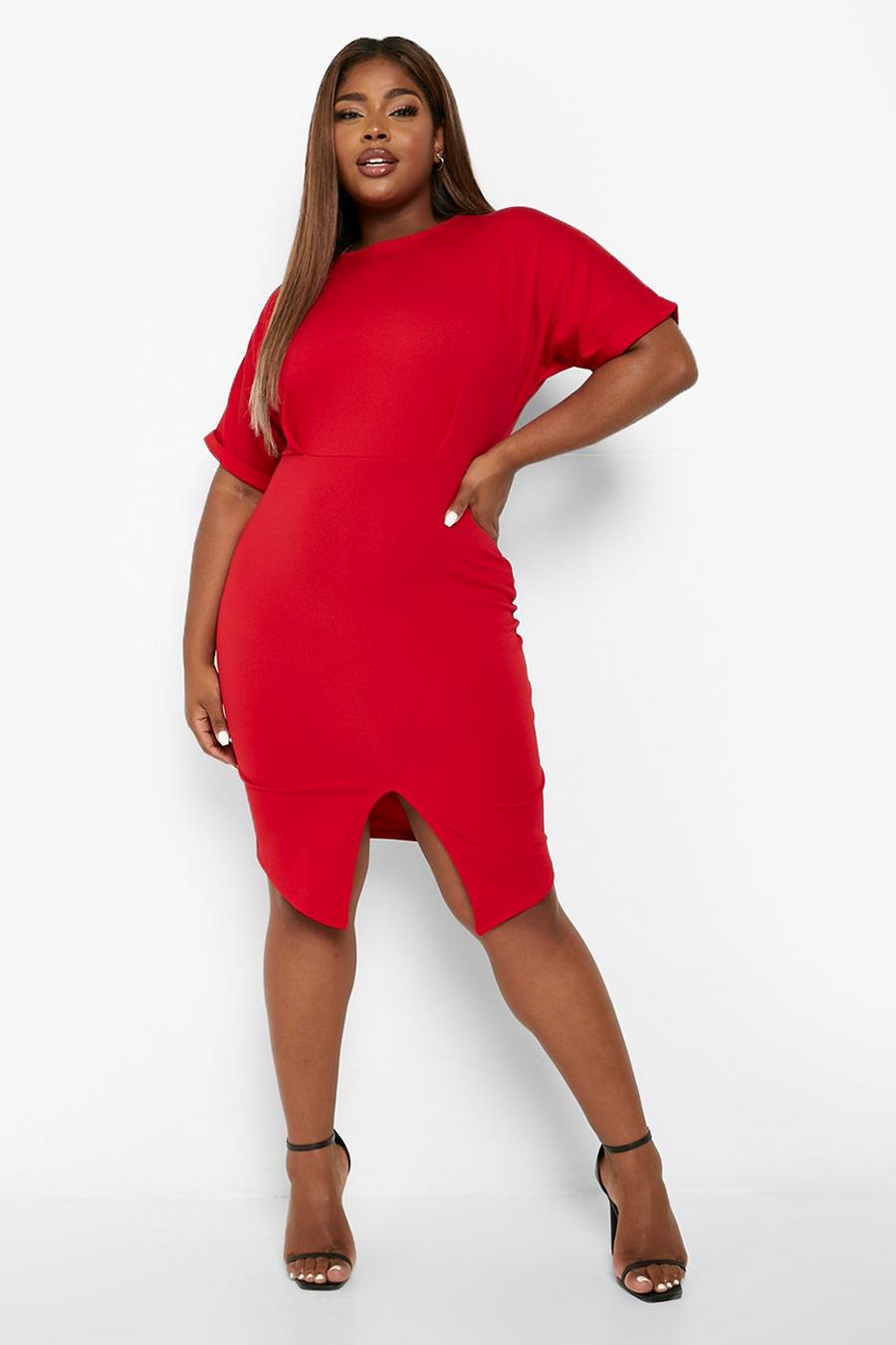 Red Plus Wiggle Midi Dress