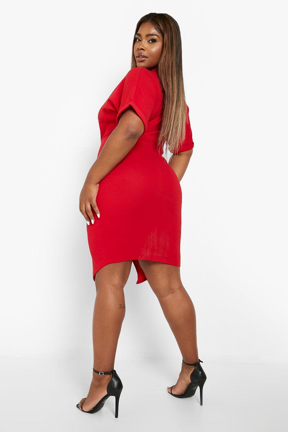 Boohoo plus clearance size red dress