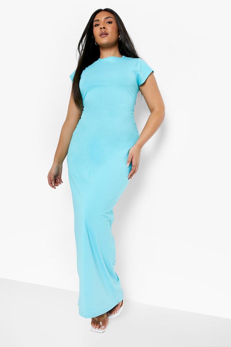Turquoise blue Plus Cap Sleeve Maxi Dress