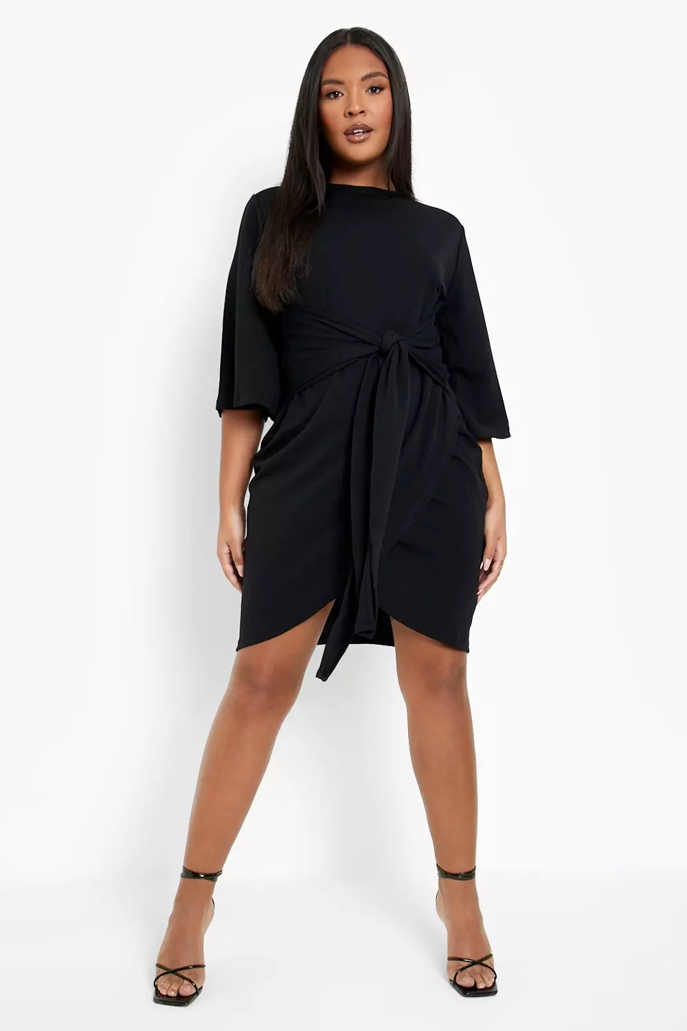 Boohoo kimono cheap wrap dress