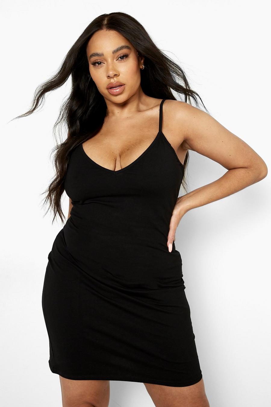 Black Plus Strappy Basic Bodycon Dress image number 1
