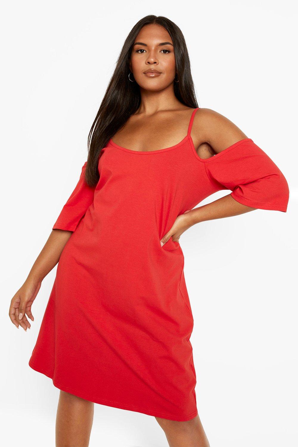 womens plus size cold shoulder dresses