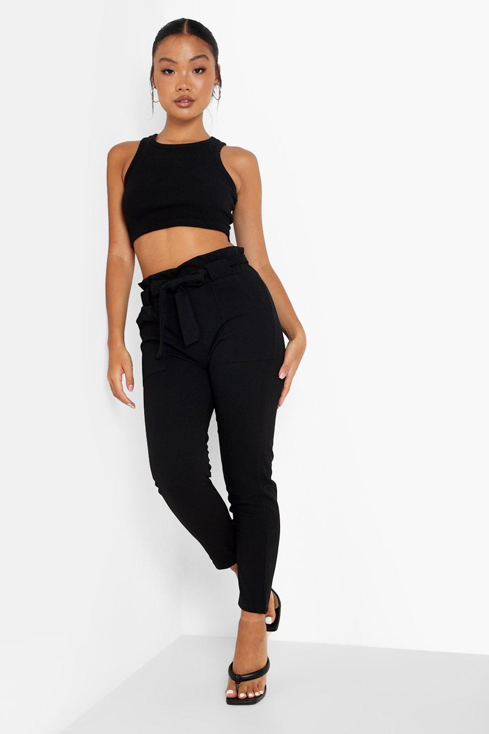 Petite store belted trousers