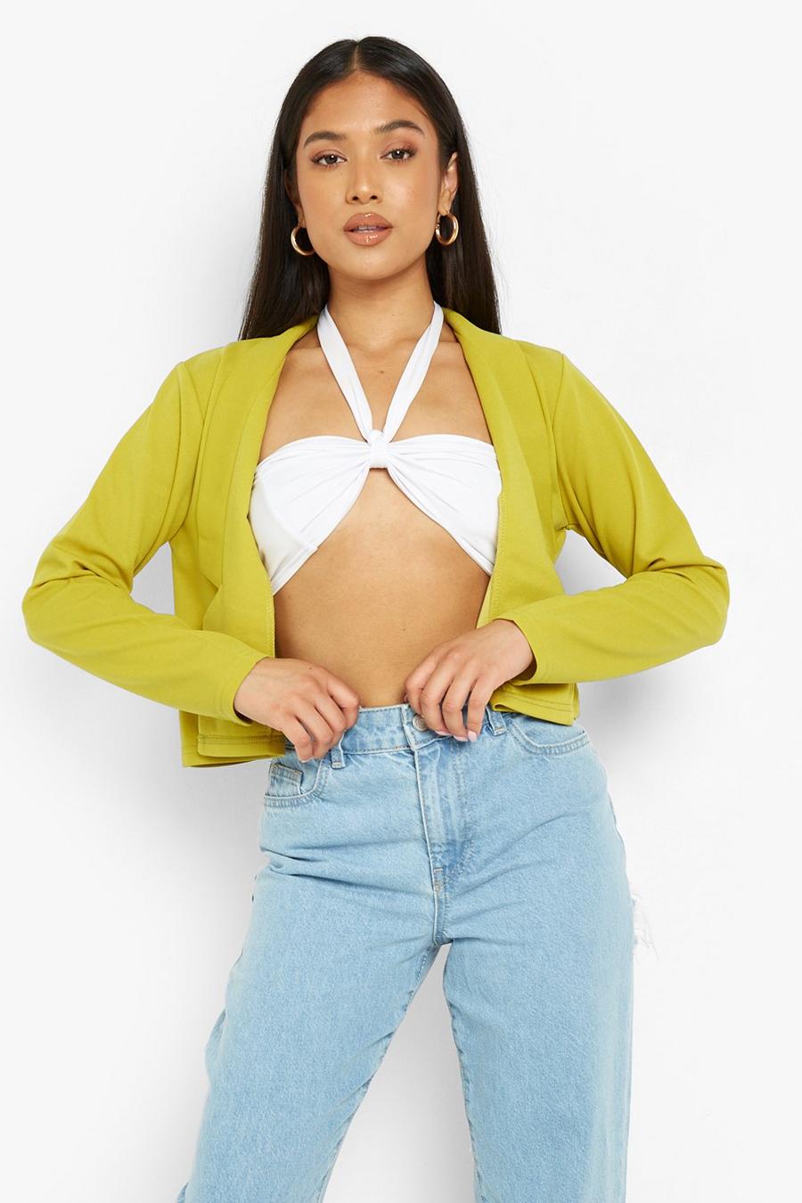 Chartreuse Petite Cropped Blazer image number 1