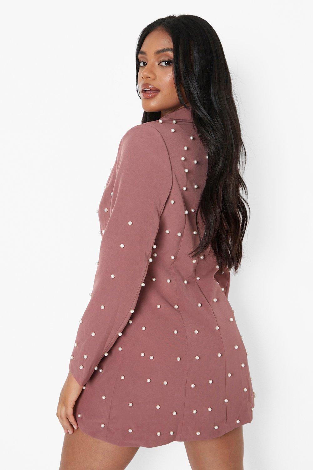 Plus Pearl Embellished Blazer Dress