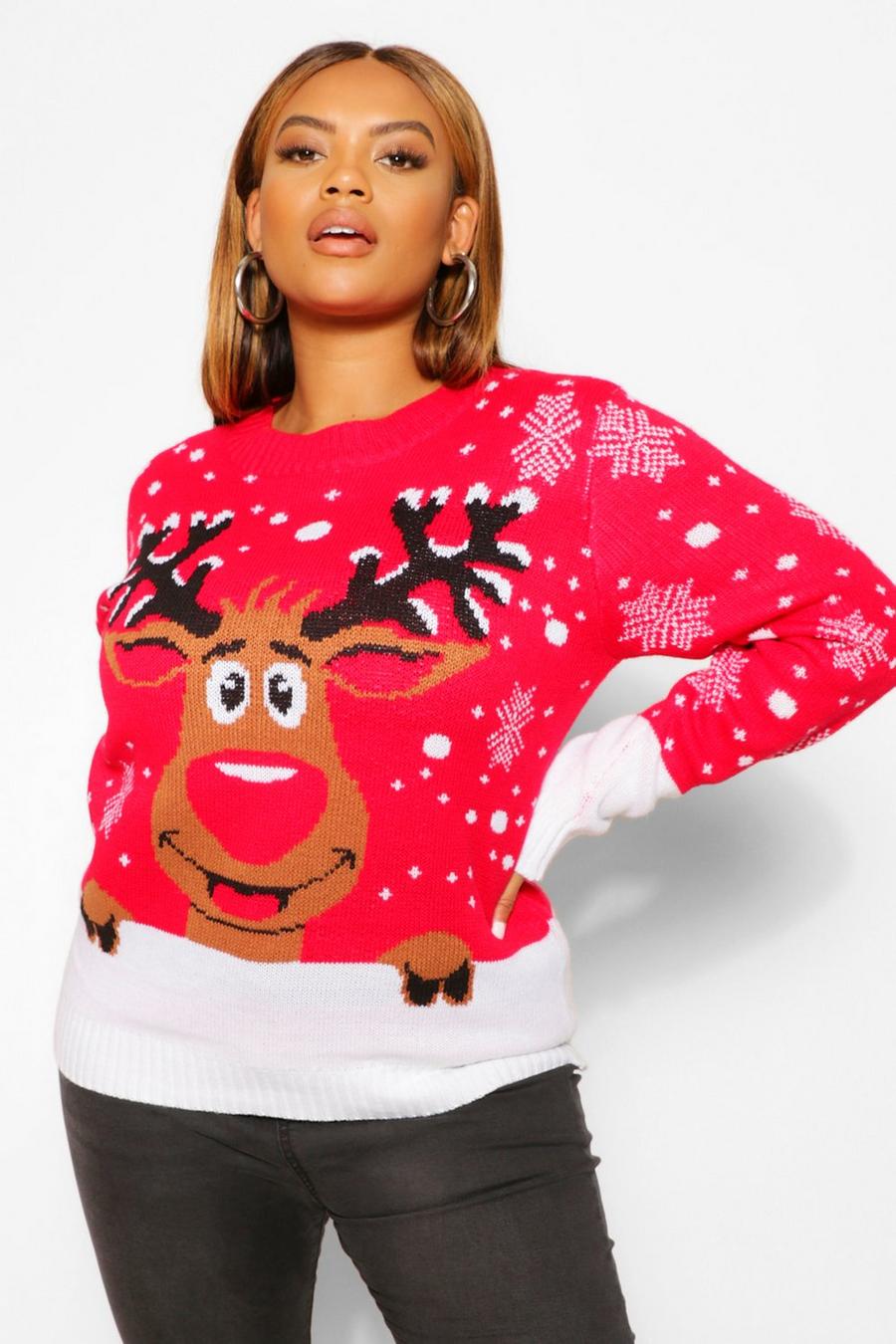 Red Plus Reindeer Snowflake Sweater image number 1