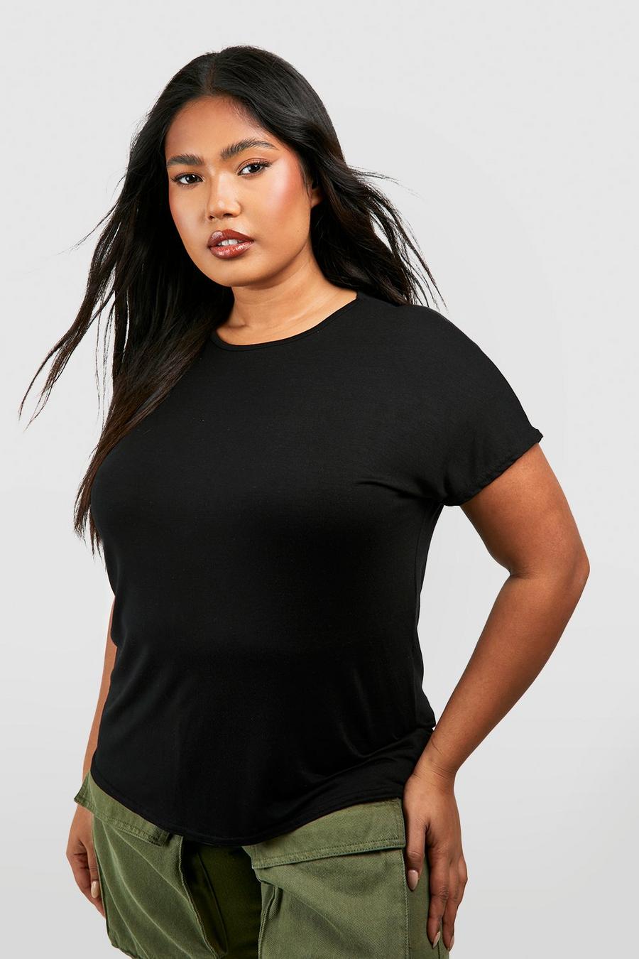 Plus Size Yours Curve Black Oversized Boxy Tshirt Size 34-36 | Women's Plus Size and Curve Fashion