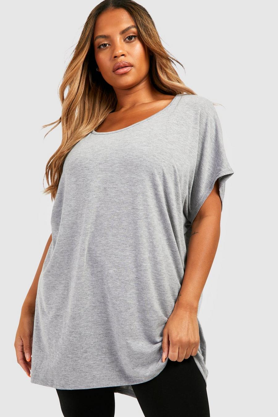 T-shirt Plus Size oversize in fibre riciclate, Grey grigio