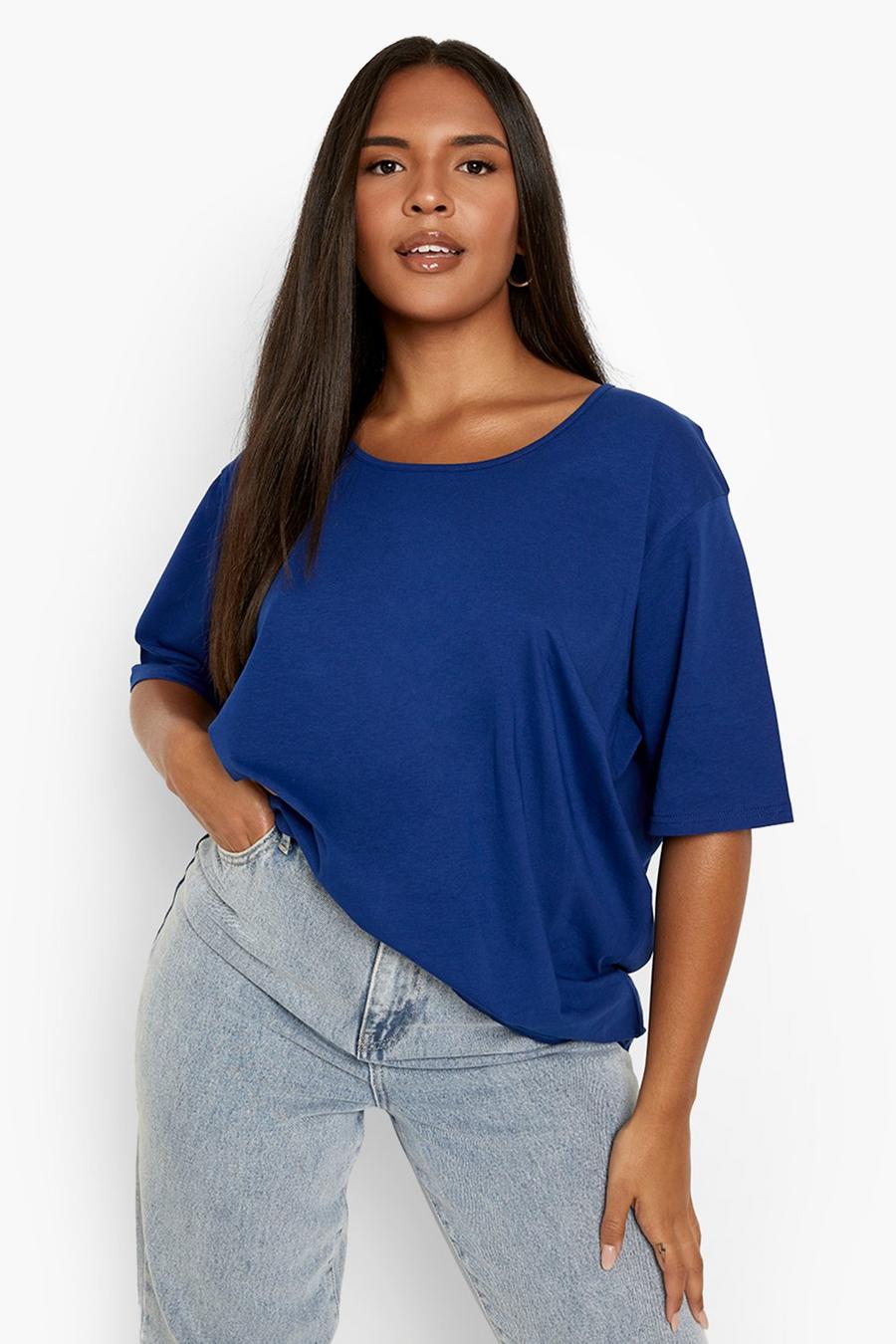 T-shirt Plus Size oversize in fibre riciclate, Navy