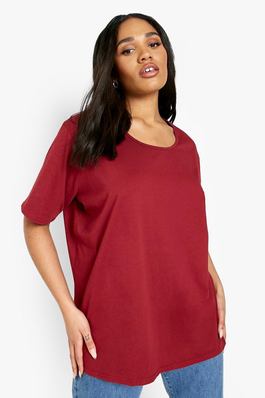 boohoo Plus Size Recycled Oversized T-Shirt - Red - Size 12