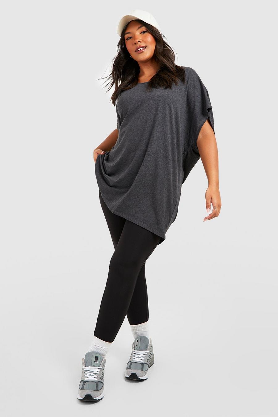 Charcoal grå Plus - Oversize t-shirt i återvunnet tyg