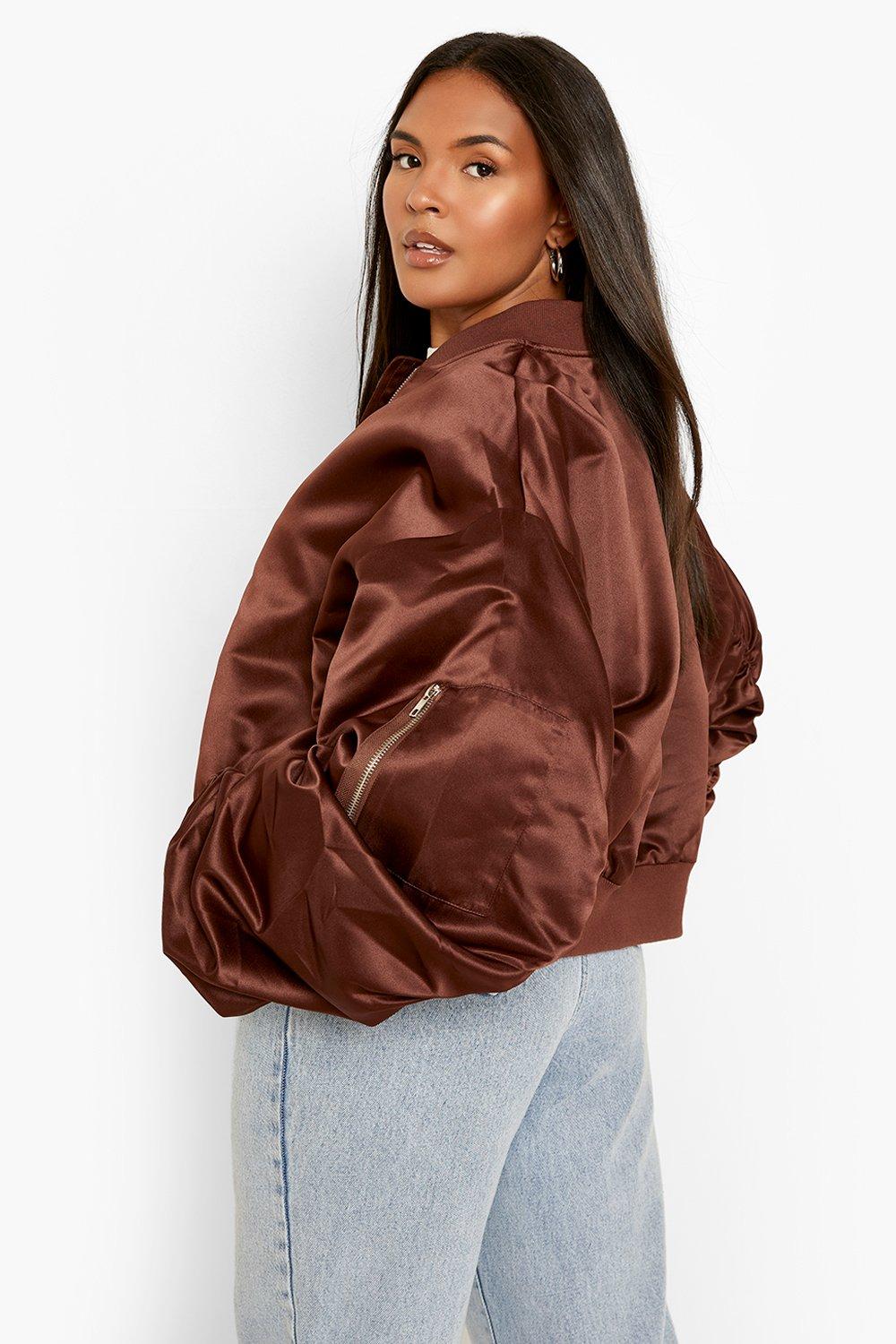 ruched satin bomber