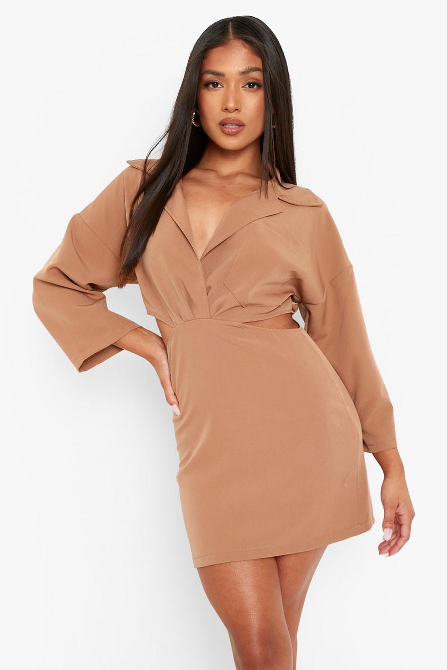 Stone Petite Open Side Tailored Shirt Dress image number 1