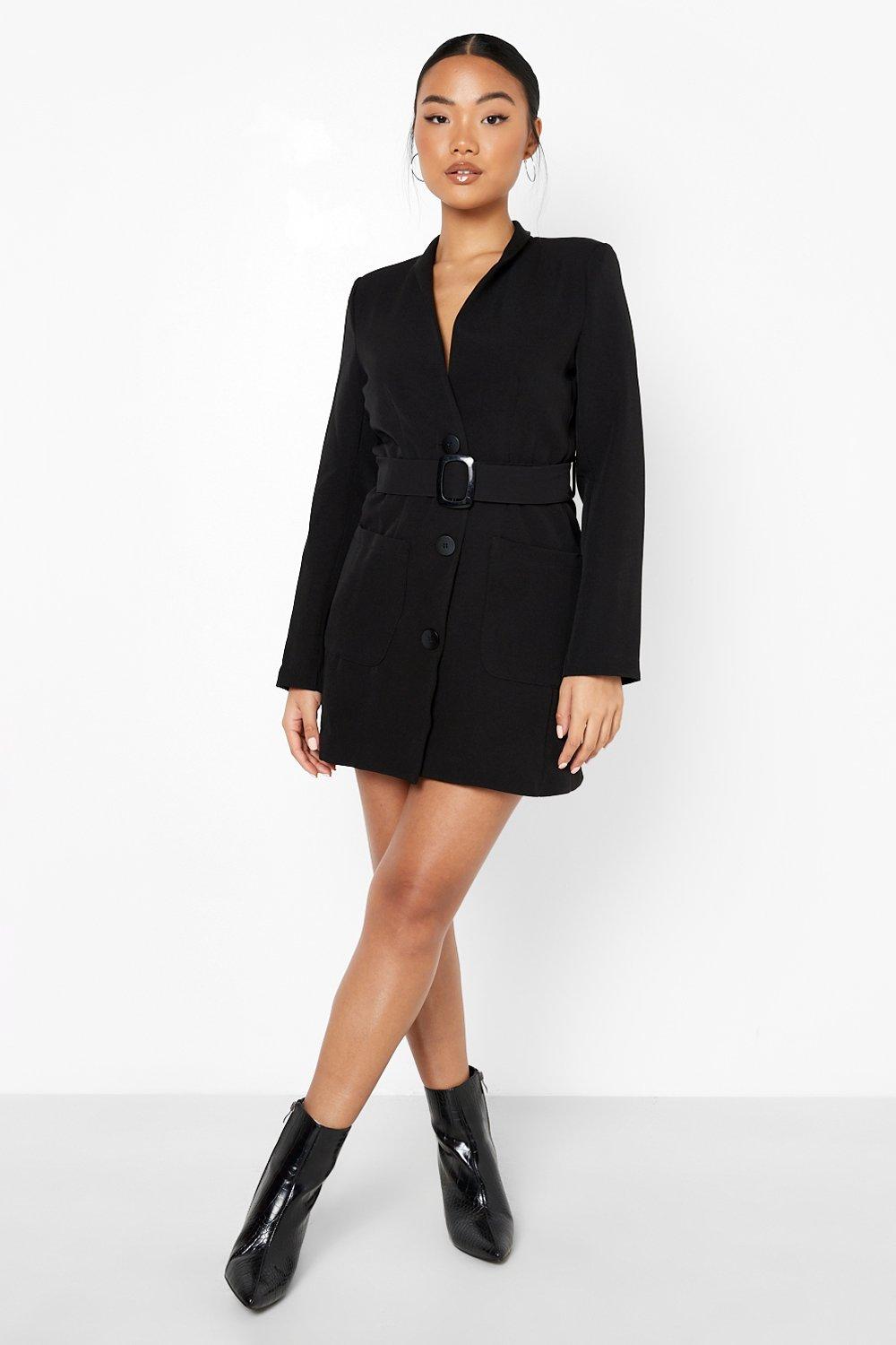 Petite Belted Pocket Detail Blazer Dress boohoo NO