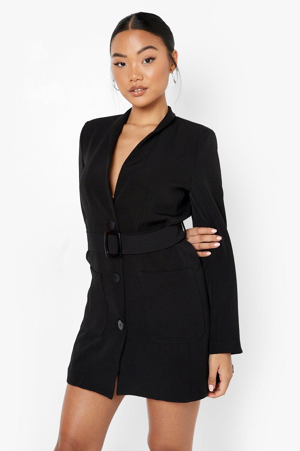 Petite Belted Pocket Detail Blazer Dress boohoo