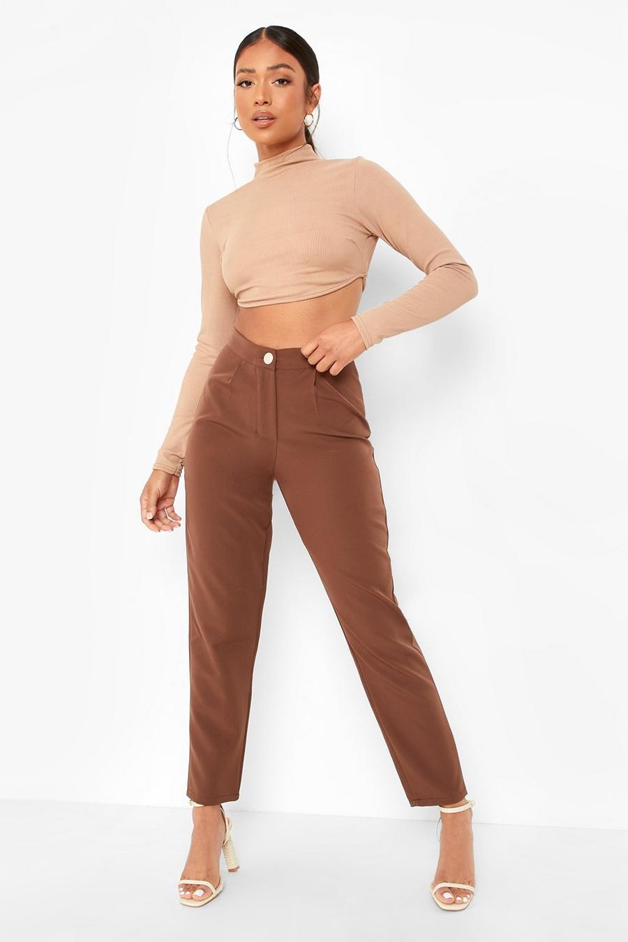 Chocolate Petite Tailored Trousers image number 1