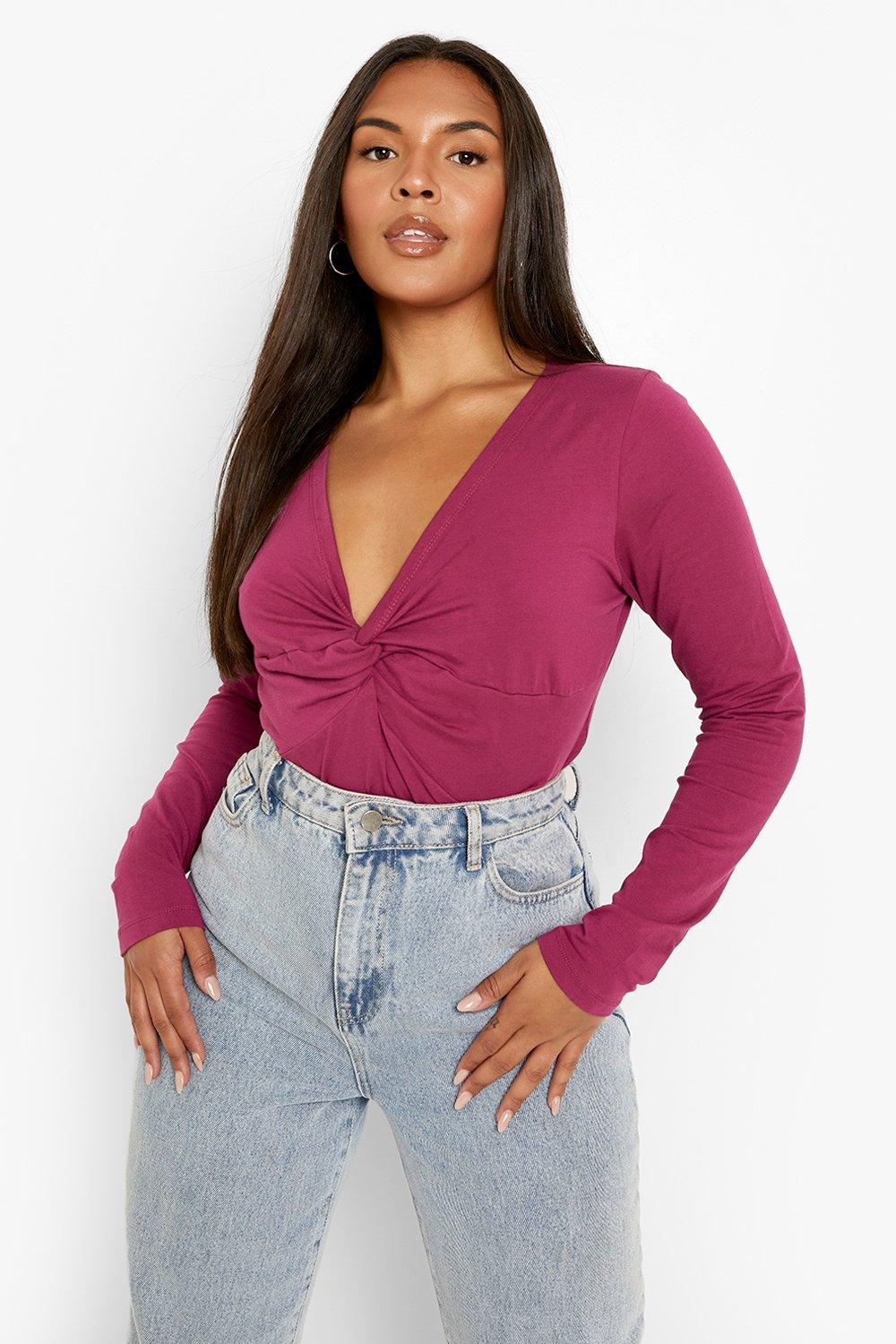 twist front long sleeve bodysuit