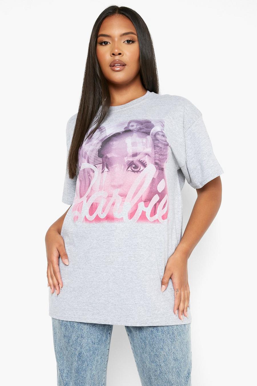 Camiseta Plus con retrato de Barbie, Grey grigio