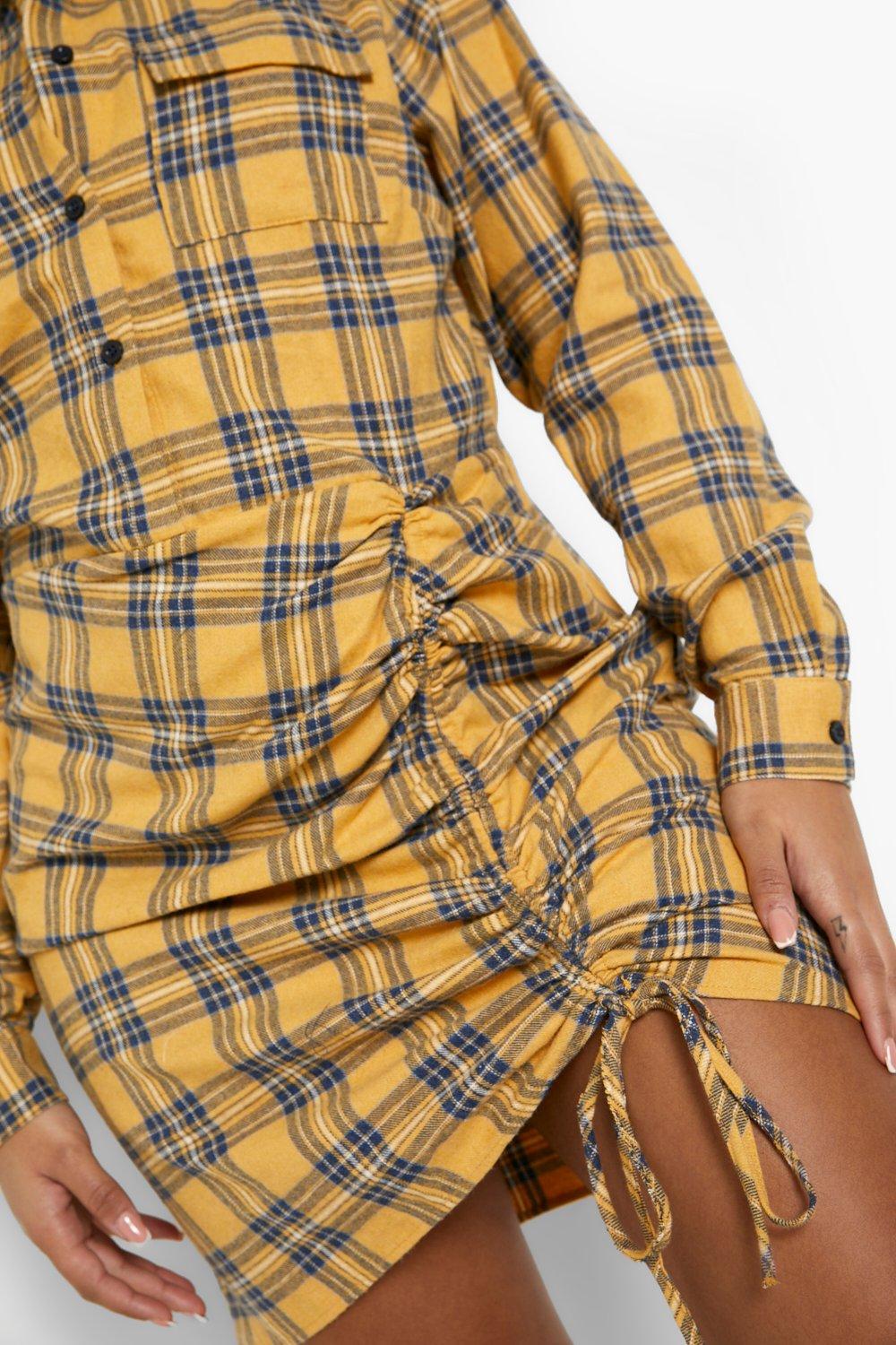 Plus Ruched Bodycon Shirt Dress boohoo IE